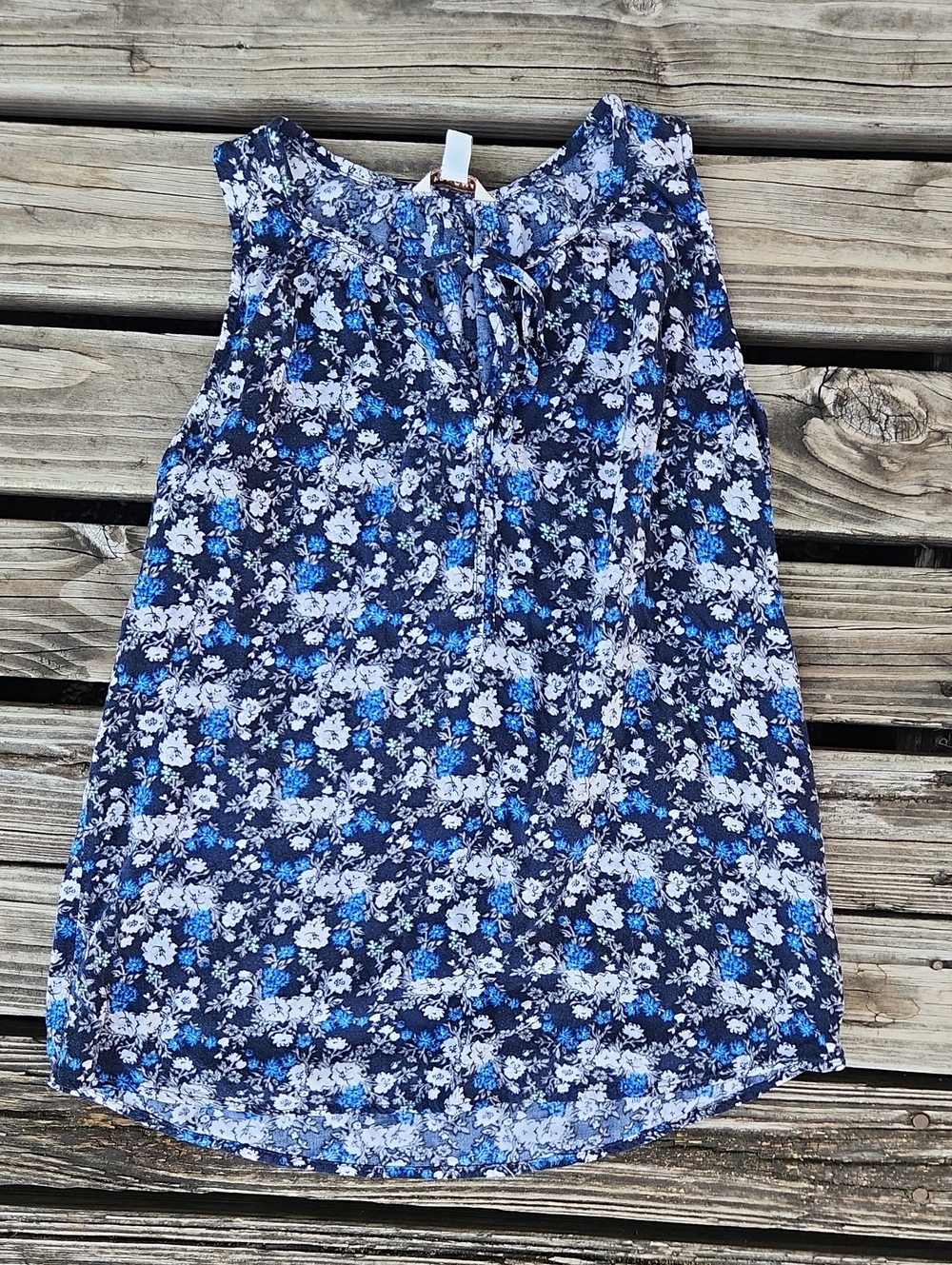 Sonoma XS Blue White Floral Boho Tank Top Casual Office Spring Kohls Western